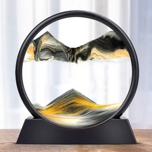 Moving Sand Art Picture Round Glass black